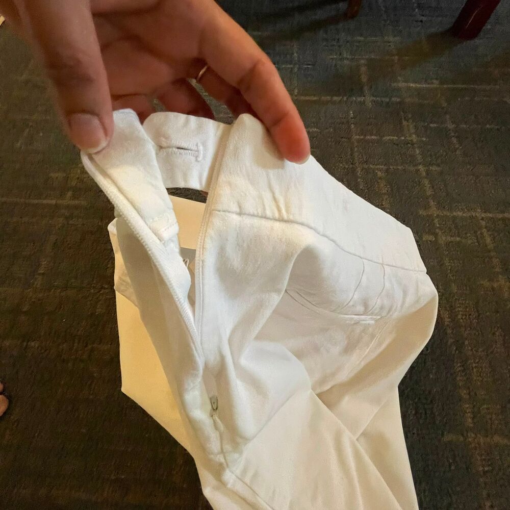 Talbots Womens 14 White Chatham Ankle Pants Stretch Slim Leg Side Zip - Picture 9 of 12